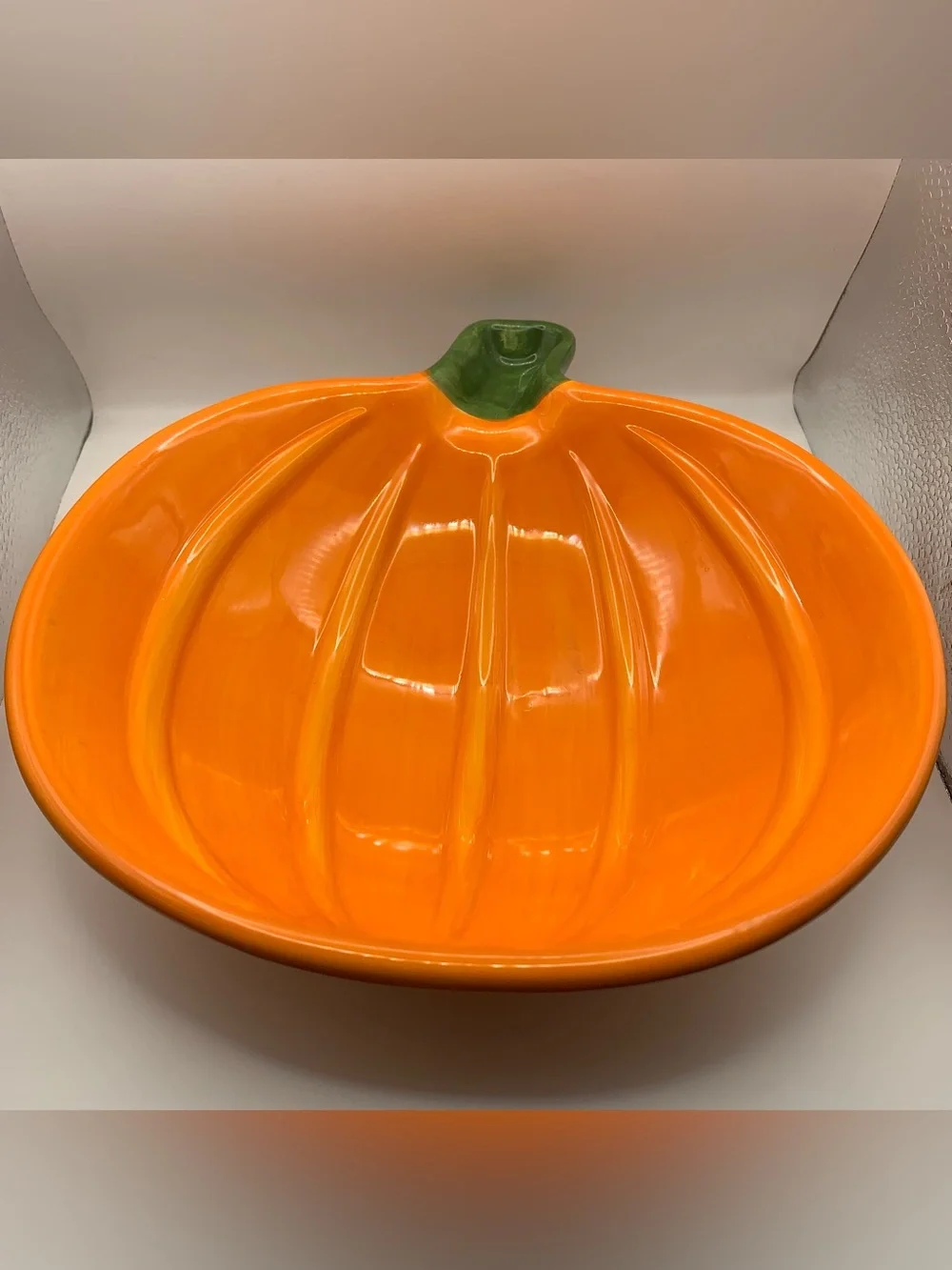 Restoration Hardware 2002 Ceramic Pumpkin Candy Dish 10”x10” Halloween